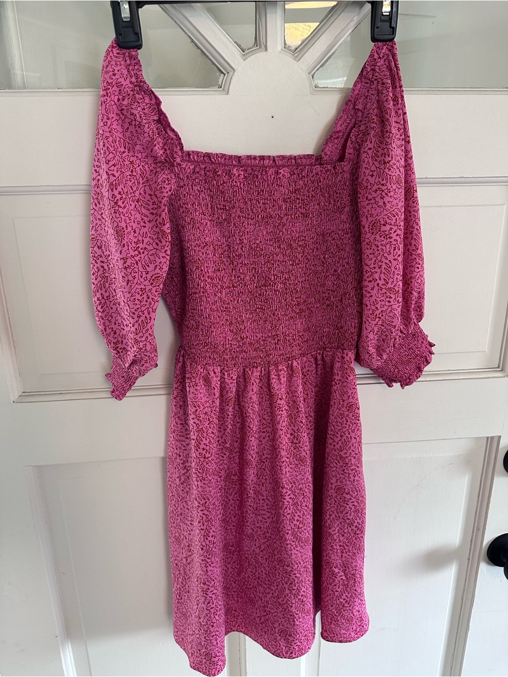 Goodthreads Pink Smocked Square-Neck Midi Dress